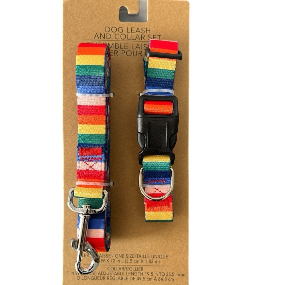 NEW Multicolor dog leash & adjustable collar set by Old Navy size M/L